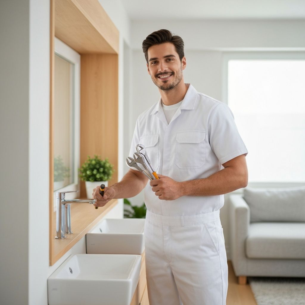 Professional plumber at work